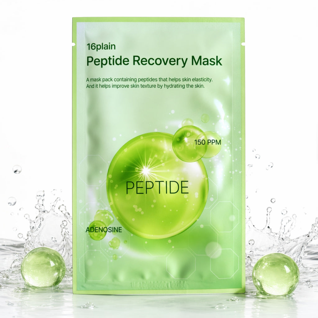 Skinkrew Peptide Recovery Korean Sheet Mask | Face Mask with 150 PPM Peptide & Adenosine for Skin Elasticity & Firmness | Made in Korea | Single Sheet, 25 mL