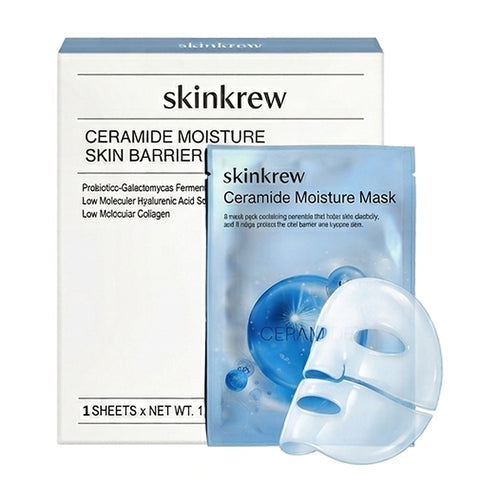 SKINKREW Ceramide Moisture Korean Sheet Mask | 1,000 PPM Ceramide NP & Hyaluronic Acid for Dry, Dehydrated Skin | Made in Korea | Pack of 2 x 25 mL